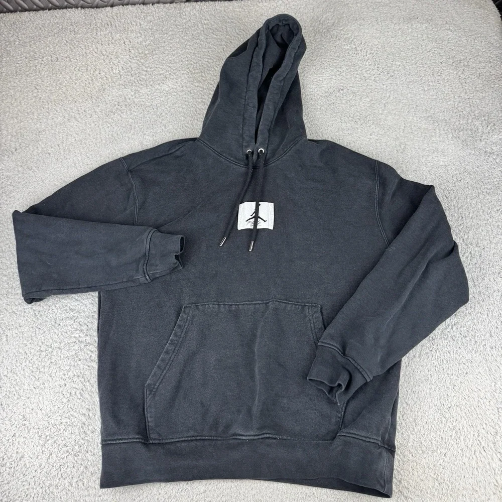 Jordan Hoodie Mens Medium Black Flight Patch‎ Pullover Sweatshirt Heavy Jumpman